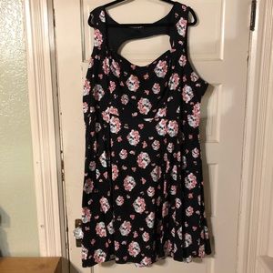 Torrid Black Skater Dress with Floral Skulls